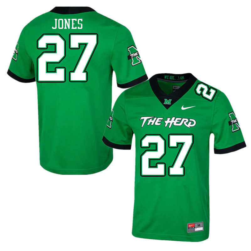 Men #27 Maurice Jones Marshall Thundering Herd College Football Jerseys Stitched-Green - Click Image to Close